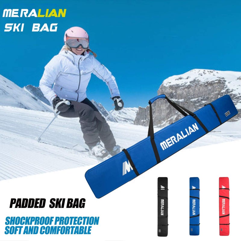 MERALIAN Padded Ski Bag,Waterproof Full Padded Single Ski Travel Bag with Adjustable Shoulder Strap. (BLUE, 185CM) - Image 2